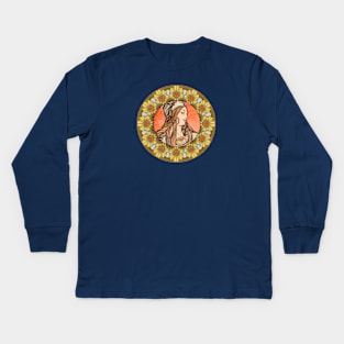 Mucha Flower Wreath Lady 06 Kids Long Sleeve T-Shirt